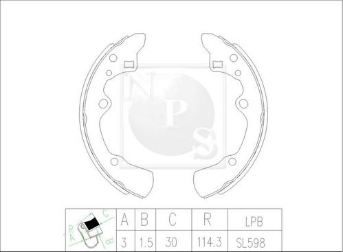 NPS M350A29 - Brake Shoe Set autospares.lv