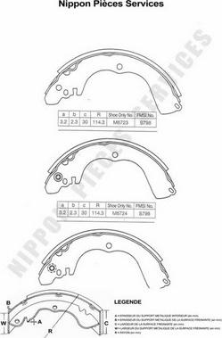 NPS M350I22 - Brake Shoe Set autospares.lv