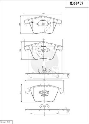 NPS M360A69 - Brake Pad Set, disc brake autospares.lv