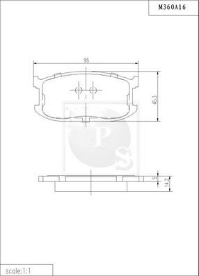 NPS M360A16 - Brake Pad Set, disc brake autospares.lv