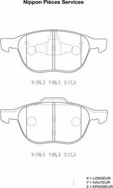 NPS M360A12 - Brake Pad Set, disc brake autospares.lv