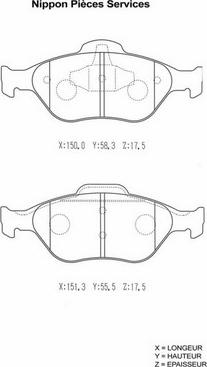 NPS M360A23 - Brake Pad Set, disc brake autospares.lv