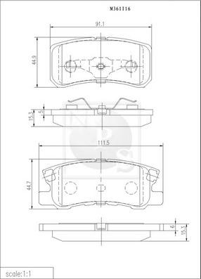 NPS M361I16 - Brake Pad Set, disc brake autospares.lv