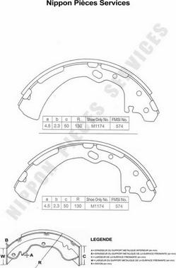 NPS N350N38 - Brake Shoe Set autospares.lv