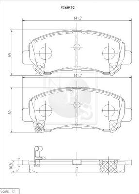 NPS N360N92 - Brake Pad Set, disc brake autospares.lv