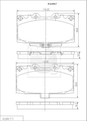 NPS N360N67 - Brake Pad Set, disc brake autospares.lv