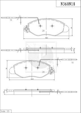 NPS N360N18 - Brake Pad Set, disc brake autospares.lv