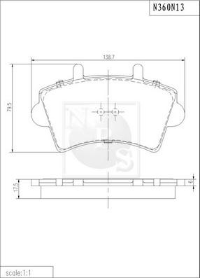 NPS N360N13 - Brake Pad Set, disc brake autospares.lv