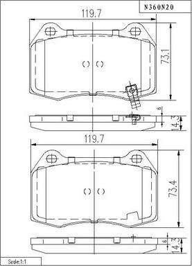 NPS N360N20 - Brake Pad Set, disc brake autospares.lv