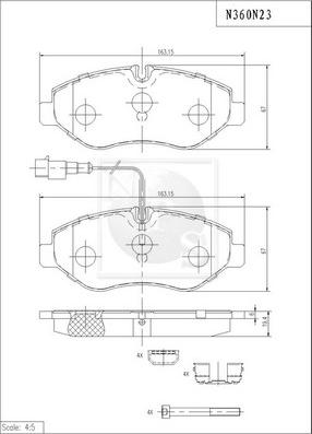 NPS N360N23 - Brake Pad Set, disc brake autospares.lv