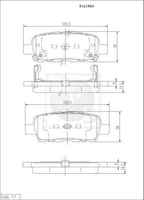 NPS N361N04 - Brake Pad Set, disc brake autospares.lv