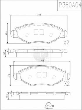 NPS P360A04 - Brake Pad Set, disc brake autospares.lv