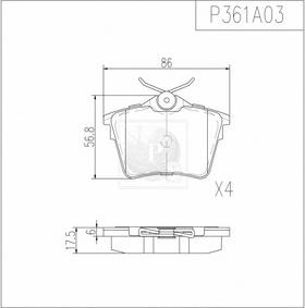 NPS P361A03 - Brake Pad Set, disc brake autospares.lv