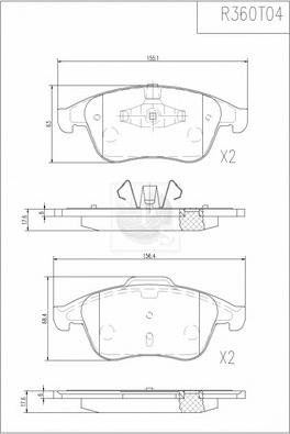 NPS R360T04 - Brake Pad Set, disc brake autospares.lv