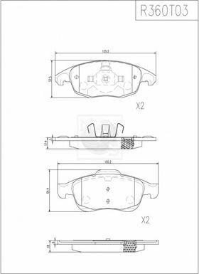 NPS R360T03 - Brake Pad Set, disc brake autospares.lv