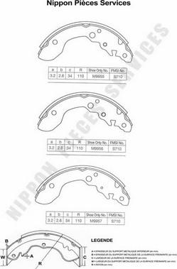 NPS S350I25 - Brake Shoe Set autospares.lv