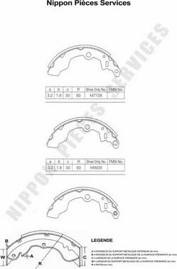 NPS S350I27 - Brake Shoe Set autospares.lv