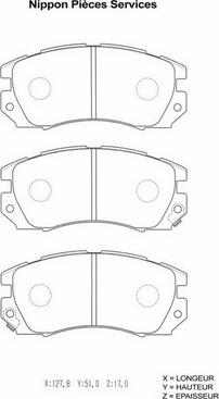 NPS S360U09 - Brake Pad Set, disc brake autospares.lv