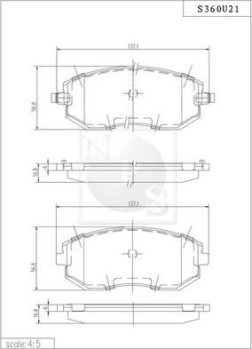 NPS S360U21 - Brake Pad Set, disc brake autospares.lv