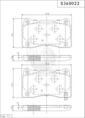 NPS S360U22 - Brake Pad Set, disc brake autospares.lv