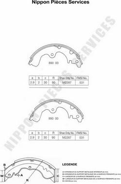 NPS T350A09 - Brake Shoe Set autospares.lv