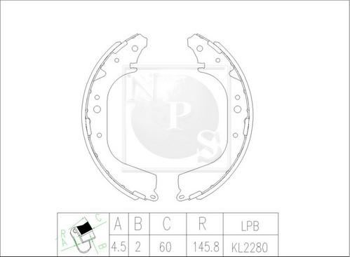 NPS T350A05 - Brake Shoe Set autospares.lv