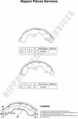 NPS T350A36 - Brake Shoe Set autospares.lv