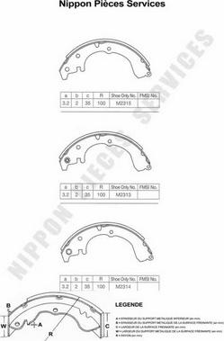 NPS T350A38 - Brake Shoe Set autospares.lv