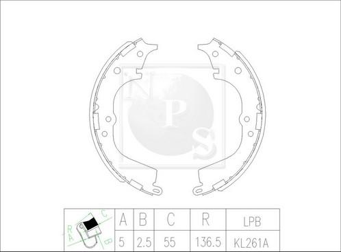 NPS T350A71 - Brake Shoe Set autospares.lv