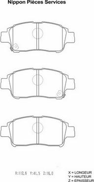 NPS T360A99 - Brake Pad Set, disc brake autospares.lv