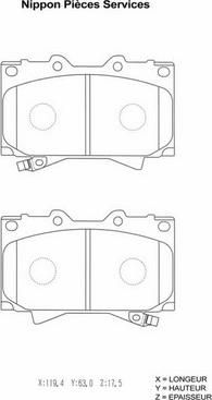 NPS T360A97 - Brake Pad Set, disc brake autospares.lv