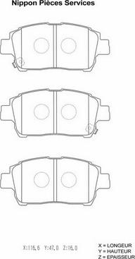 NPS T360A116 - Brake Pad Set, disc brake autospares.lv