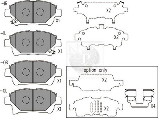 NPS T360A126 - Brake Pad Set, disc brake autospares.lv