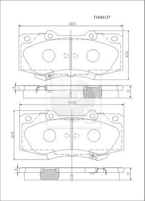 NPS T360A127 - Brake Pad Set, disc brake autospares.lv