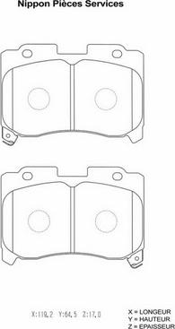 NPS T360A83 - Brake Pad Set, disc brake autospares.lv