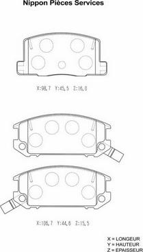 NPS T361A09 - Brake Pad Set, disc brake autospares.lv