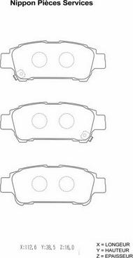 NPS T361A15 - Brake Pad Set, disc brake autospares.lv