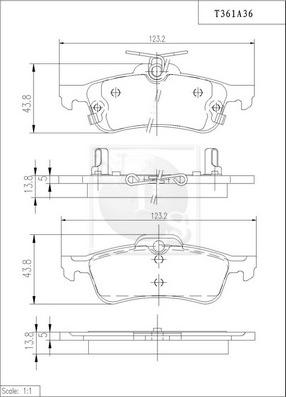 NPS T361A36 - Brake Pad Set, disc brake autospares.lv