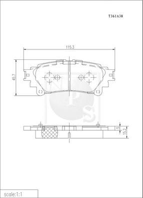 NPS T361A38 - Brake Pad Set, disc brake autospares.lv