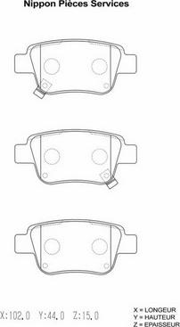 NPS T361A29 - Brake Pad Set, disc brake autospares.lv