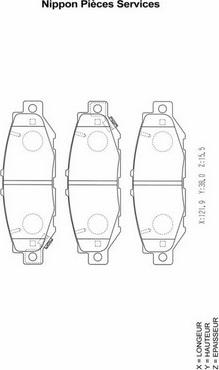 NPS T361A20 - Brake Pad Set, disc brake autospares.lv