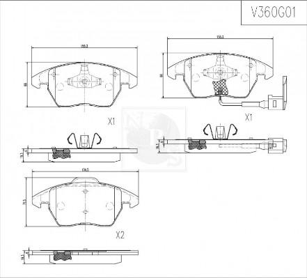 NPS V360G01 - Brake Pad Set, disc brake autospares.lv