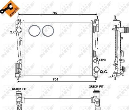 NRF 54752 - Radiator, engine cooling autospares.lv