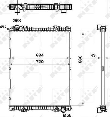 NRF 509743 - Radiator, engine cooling autospares.lv