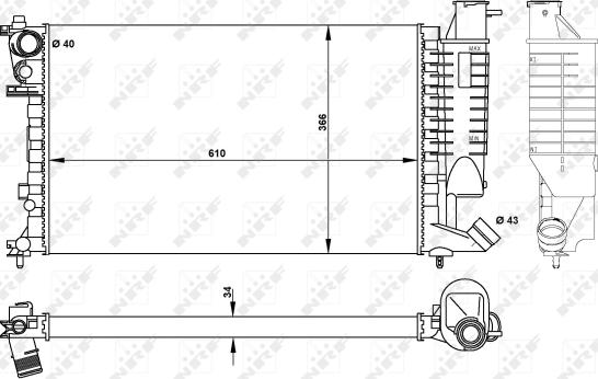 NRF 50425 - Radiator, engine cooling autospares.lv