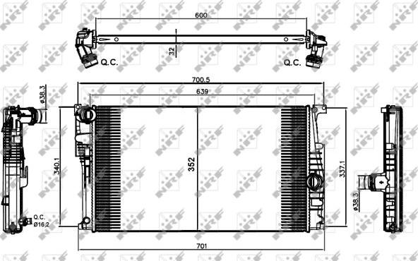 NRF 58411 - Radiator, engine cooling autospares.lv