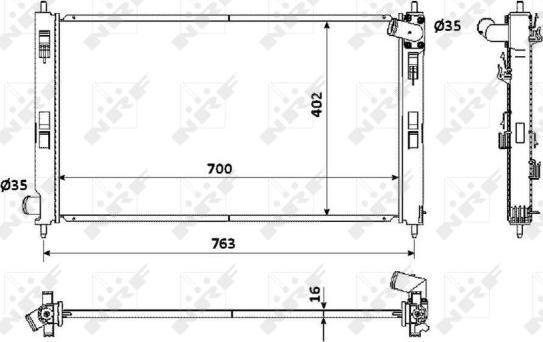 NRF 53906 - Radiator, engine cooling autospares.lv