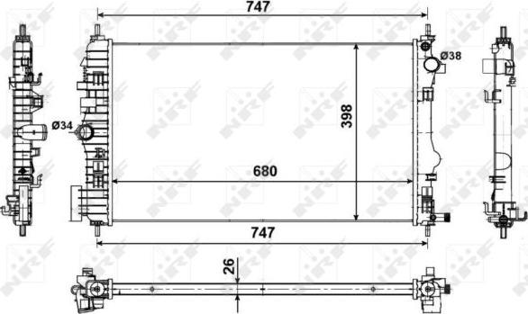 NRF 53774 - Radiator, engine cooling autospares.lv