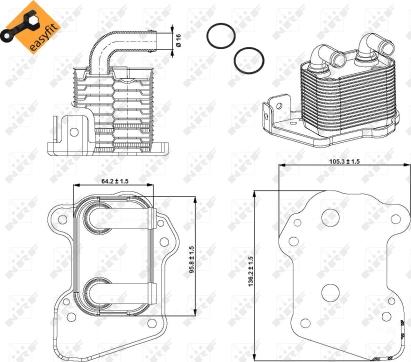 NRF 31345 - Oil Cooler, engine oil autospares.lv