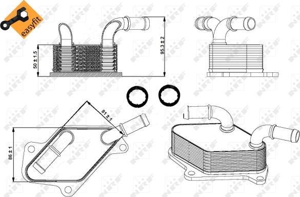 NRF 31346 - Oil Cooler, engine oil autospares.lv